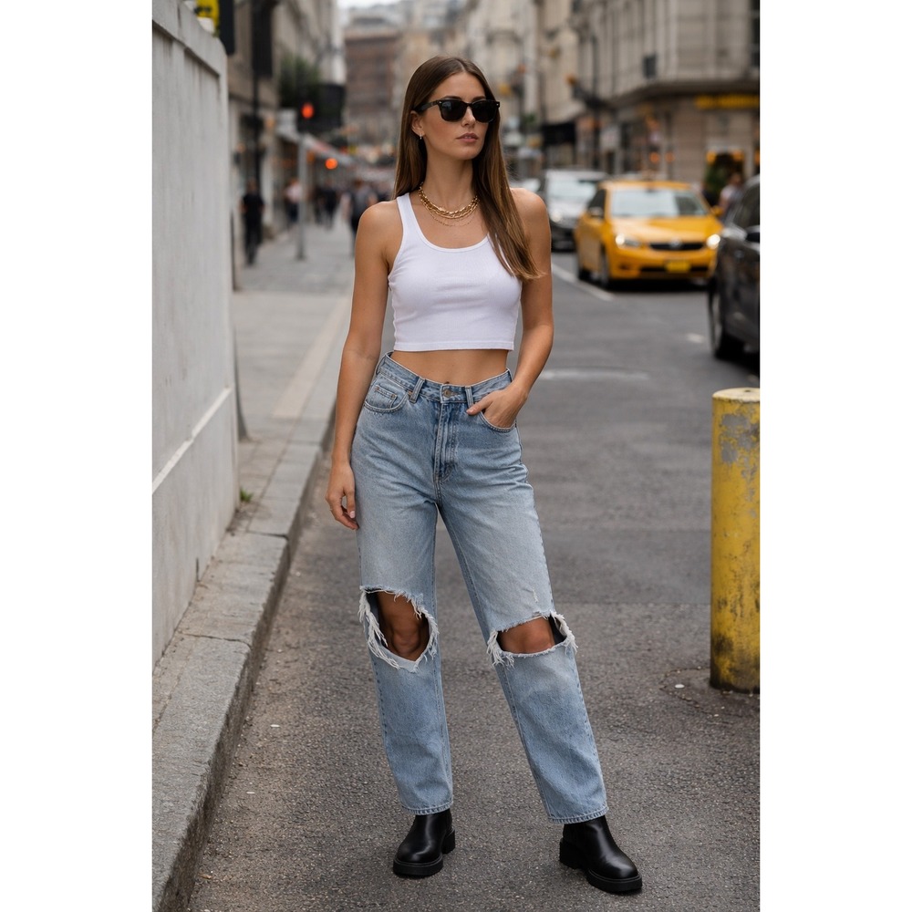 RE/DONE 90s Comfy Jean Medium Raf Distressed Blue 30